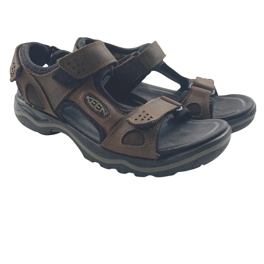 KEEN Rialto 3 Point Mens Sandals US 9‎ M Leather Hiking Outdoor Brown 1016643